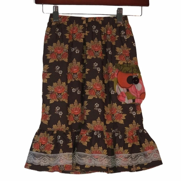 MATILDA JANE sz 2 girls brown floral ruffle pants - Picture 1 of 6